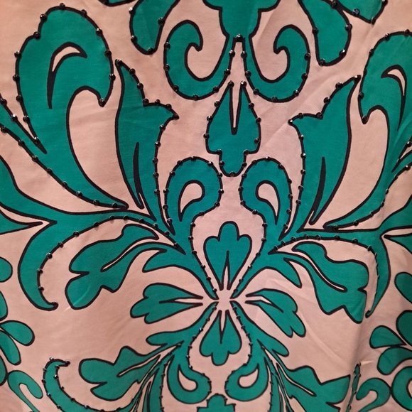 ELLE Pink Shirt with Green Design Size Medium - Picture 2 of 4